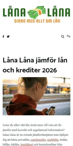 Anteprima del sito Låna Låna, media di Svezia per articoli sponsorizzati