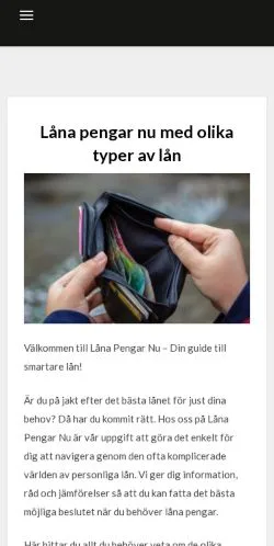 Podgląd witryny Låna Pengar Nu, medium z kraju Szwecja do artykułów sponsorowanych