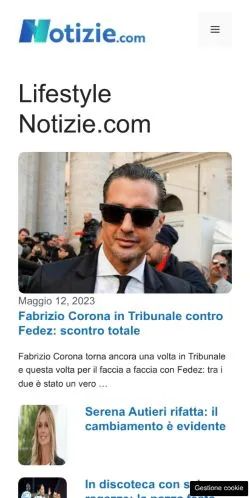 Anteprima del sito Notizie Lifestyle, media di Italia per articoli sponsorizzati