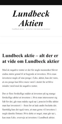 Anteprima del sito Lundbeck Aktien, media di Danimarca per articoli sponsorizzati