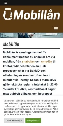 Anteprima del sito Mobillån 2026, media di Svezia per articoli sponsorizzati