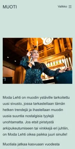 Vorschau der Website Modalehti, Medium aus Finnland für gesponserte Artikel