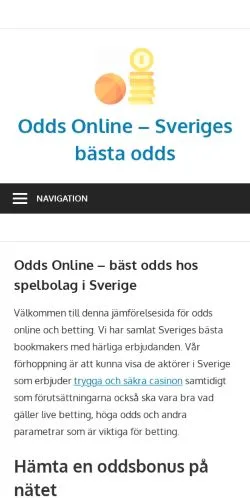 Anteprima del sito Odds Online, media di Svezia per articoli sponsorizzati