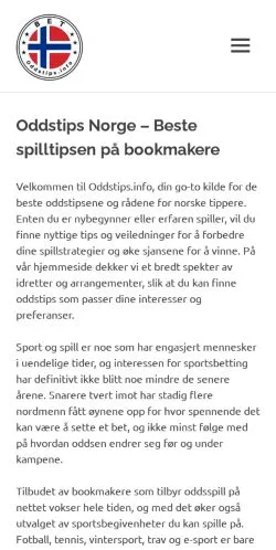 Preview of the Oddstips Norge website, a media outlet in Norway for sponsored articles