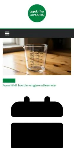 Anteprima del sito oppskrifterlavkarbo.no, media di Norvegia per articoli sponsorizzati