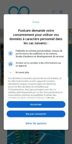Anteprima del sito Poolcare, media di Francia per articoli sponsorizzati