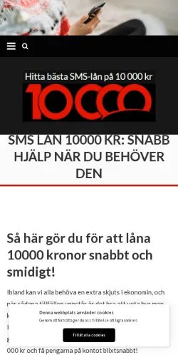 Podgląd witryny sms-lån-10000, medium z kraju Szwecja do artykułów sponsorowanych