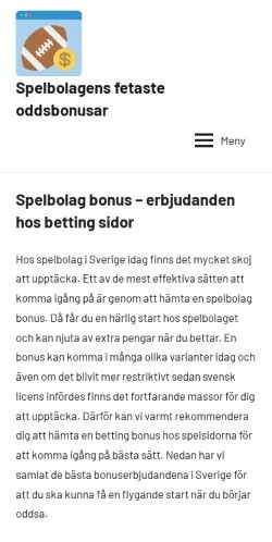 Anteprima del sito Spelbolagens fetaste oddsbonusar, media di Svezia per articoli sponsorizzati