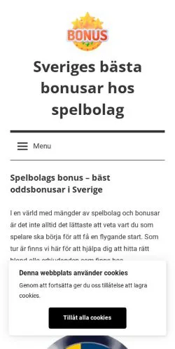 Podgląd witryny Sveriges bästa bonusar hos spelbolag, medium z kraju Szwecja do artykułów sponsorowanych