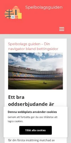 Vista previa del sitio Spelbolagsguiden, medio de Suecia para artículos patrocinados
