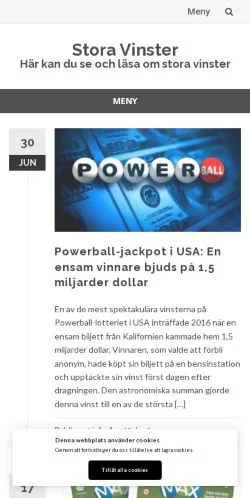 Anteprima del sito Stora Vinster, media di Svezia per articoli sponsorizzati