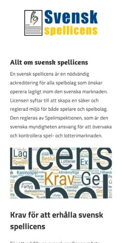 Anteprima del sito Svensk Spellicens, media di Svezia per articoli sponsorizzati