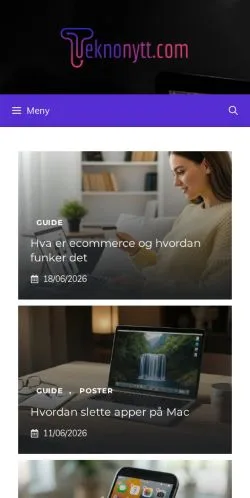 Podgląd witryny Teknonytt, medium z kraju Norwegia do artykułów sponsorowanych
