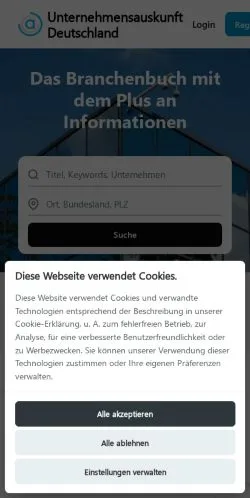 Anteprima del sito unternehmensauskunft, media di Germania per articoli sponsorizzati