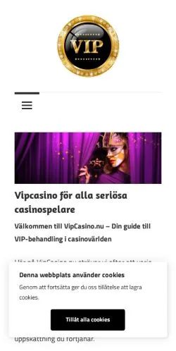 Anteprima del sito VIP Casino, media di Svezia per articoli sponsorizzati