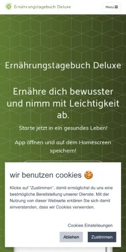 Anteprima del sito Ernährungstagebuch Deluxe, media di Germania per articoli sponsorizzati