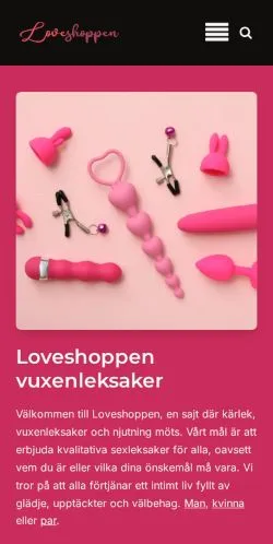 스폰서 기사용 스웨덴 매체 Loveshoppen 사이트 미리보기