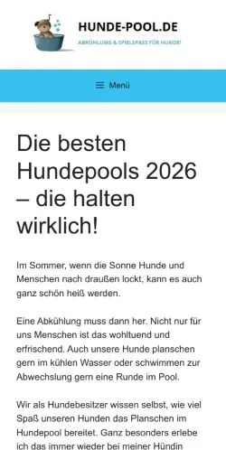 Vista previa del sitio Hundepool Ratgeber, medio de Alemania para artículos patrocinados