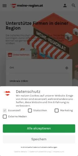 Podgląd witryny Meine Region, medium z kraju Austria do artykułów sponsorowanych