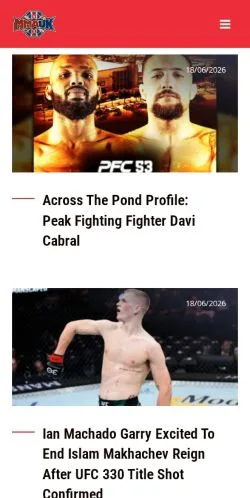 Podgląd witryny MMA UK, medium z kraju Wielka Brytania do artykułów sponsorowanych