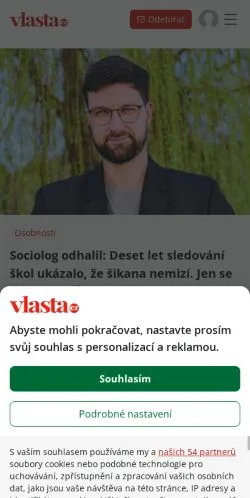 Podgląd witryny Vlasta, medium z kraju Czechy do artykułów sponsorowanych