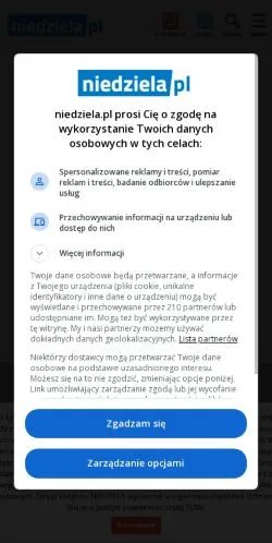 Anteprima del sito Niedziela, media di Polonia per articoli sponsorizzati