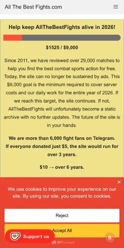 Anteprima del sito All The Best Fights, media di Stati Uniti per articoli sponsorizzati
