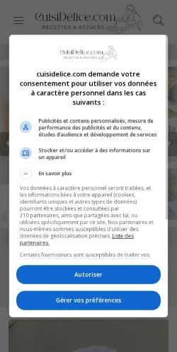 Forhåndsvisning av nettstedet CuisiDélice, medium fra Frankrike for sponsede artikler