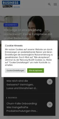 Anteprima del sito Business Leben, media di Germania per articoli sponsorizzati
