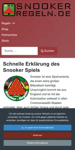 Podgląd witryny Snooker Regeln, medium z kraju Niemcy do artykułów sponsorowanych