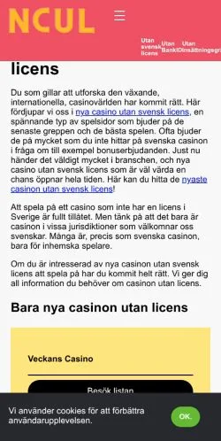 Anteprima del sito Nya Casino Utan Svensk Licens, media di Svezia per articoli sponsorizzati