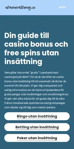 Anteprima del sito Utan Insättning, media di Svezia per articoli sponsorizzati