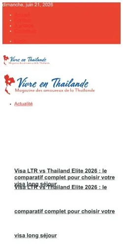 스폰서 기사용 프랑스 매체 Vivre en Thaïlande 사이트 미리보기
