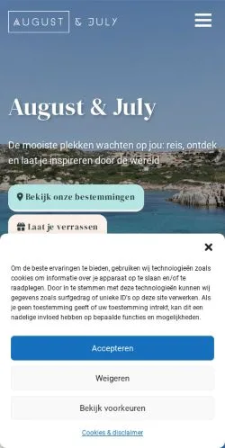 Förhandsvisning av webbplatsen August & July, medium i Nederländerna för sponsrade artiklar