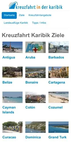 Podgląd witryny Kreuzfahrt in der Karibik, medium z kraju Niemcy do artykułów sponsorowanych