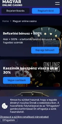Podgląd witryny Magyar Online Casino, medium z kraju Węgry do artykułów sponsorowanych