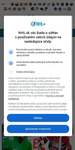 Anteprima del sito NHL, media di Slovacchia per articoli sponsorizzati