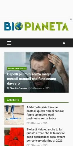 スポンサード記事向けのイタリアメディア、Bio Pianetaのサイトプレビュー