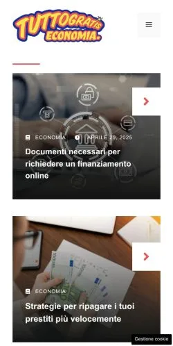 스폰서 기사용 이탈리아 매체 Tuttogratis Economia 사이트 미리보기