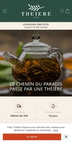 Podgląd witryny Théière France, medium z kraju Francja do artykułów sponsorowanych