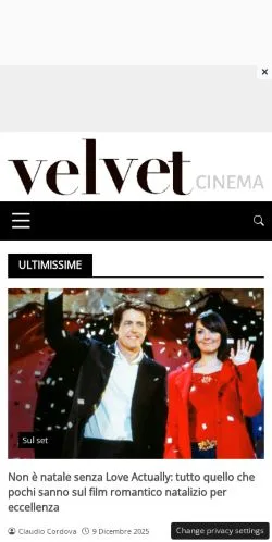 Anteprima del sito Velvet Cinema Italia, media di Italia per articoli sponsorizzati