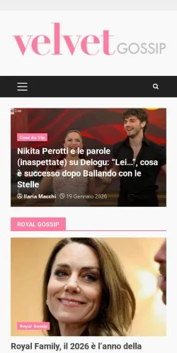 Anteprima del sito VelvetGossip, media di Italia per articoli sponsorizzati