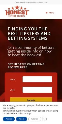 Anteprima del sito Honest Betting Reviews, media di Regno Unito per articoli sponsorizzati