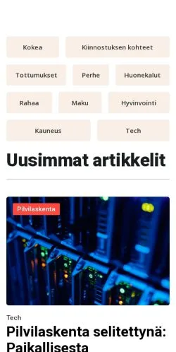 스폰서 기사용 핀란드 매체 aistihetki.fi 사이트 미리보기