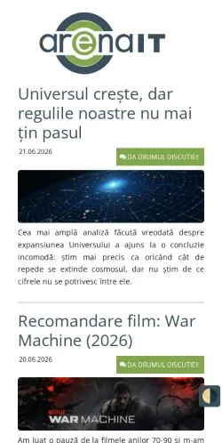 Aperçu du site Arena IT, média de Roumanie pour articles sponsorisés