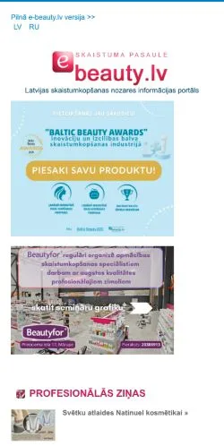 Podgląd witryny E-Beauty, medium z kraju Łotwa do artykułów sponsorowanych