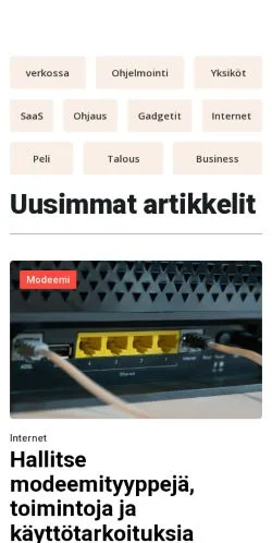 スポンサード記事向けのフィンランドメディア、tekninenpilvi.fiのサイトプレビュー