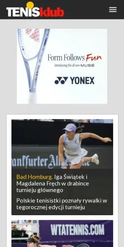 Podgląd witryny Tenisklub, medium z kraju Polska do artykułów sponsorowanych