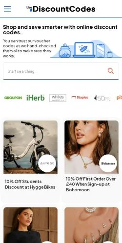 スポンサード記事向けのイギリスメディア、TheDiscountCodesのサイトプレビュー