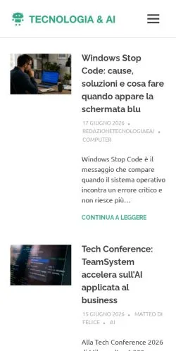Anteprima del sito Tecnologia e AI -, media di Italia per articoli sponsorizzati